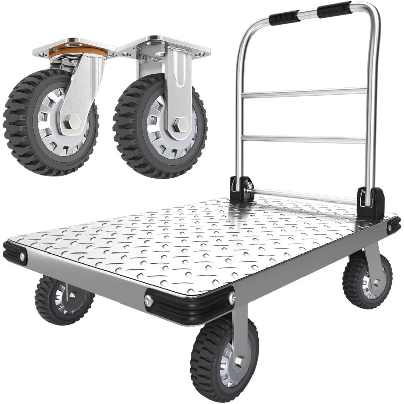 2200 libier. Kapacita skladacia push cart dolly | Pohybujúca platforma ručný nákladný automobil | Zasadený priestor na úsporu Otočná plochá posteľ